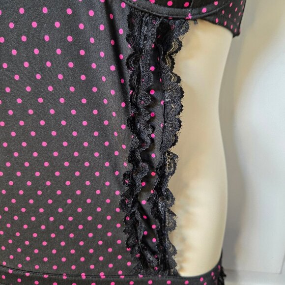 Y2K Marilyn Monroe Maid Apron Lingerie Bra Top Size XL Black Pink Polka Dot - Picture 5 of 11